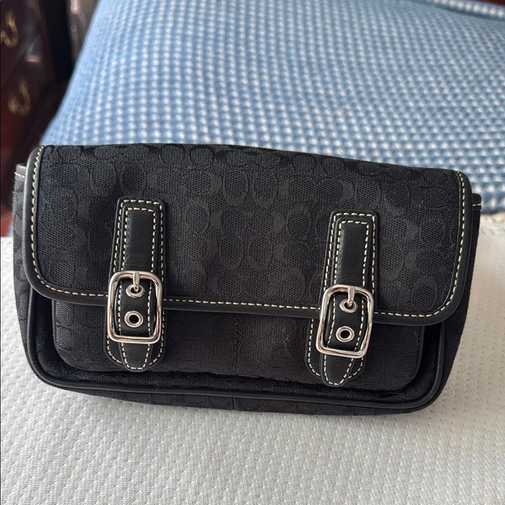 Coach Black Signature Buckle Clutch